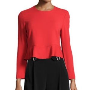 A.L.C. Ann Long-Sleeve Crop Top, Tomato Size 0